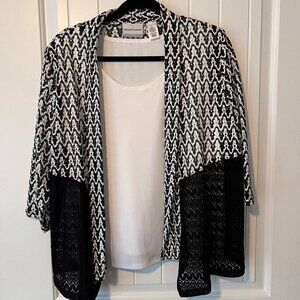 Alfred Dunner Black & White Petite Large 2 Piece Tank & Jacket